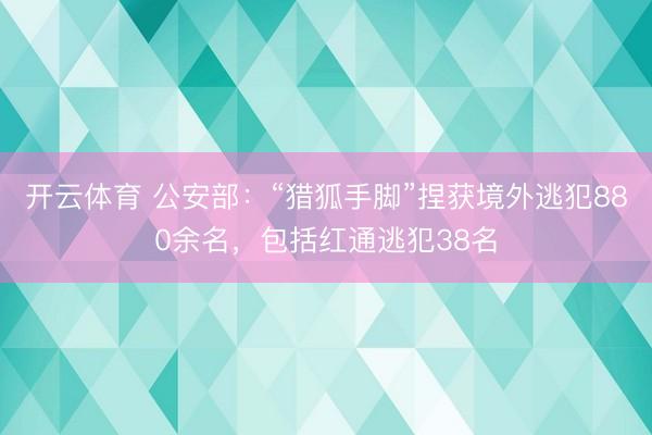开云体育 公安部:“猎狐手脚”捏获境外逃犯880余名,包括红通逃犯38名