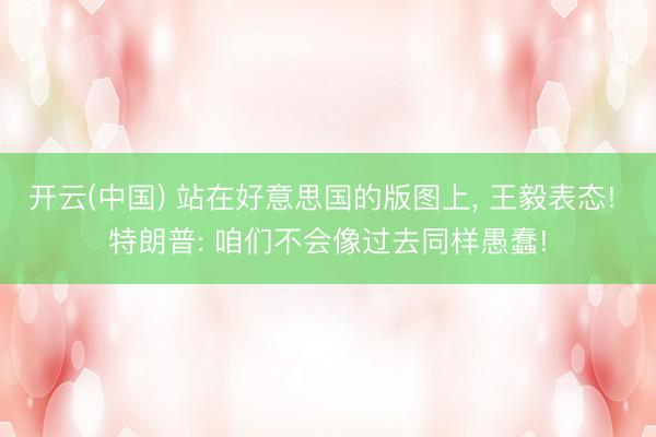 开云(中国) 站在好意思国的版图上， 王毅表态! 特朗普: 咱们不会像过去同样愚蠢!