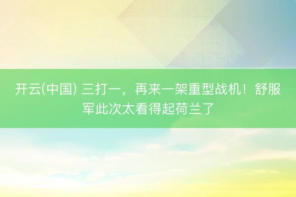 开云(中国) 三打一，再来一架重型战机！舒服军此次太看得起荷兰了