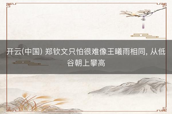 开云(中国) 郑钦文只怕很难像王曦雨相同, 从低谷朝上攀高