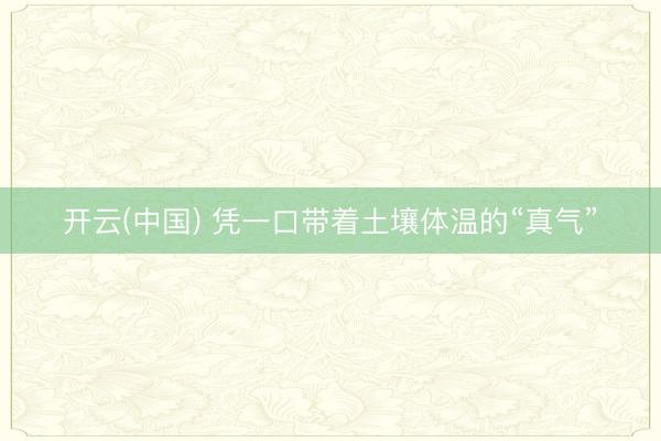 开云(中国) 凭一口带着土壤体温的“真气”