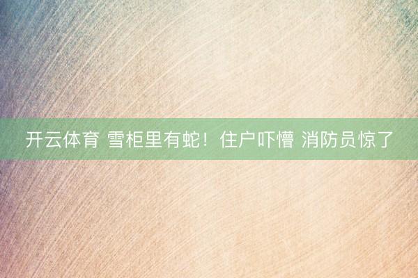 开云体育 雪柜里有蛇！住户吓懵 消防员惊了