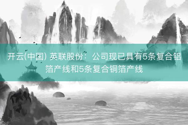 开云(中国) 英联股份：公司现已具有5条复合铝箔产线和5条复合铜箔产线
