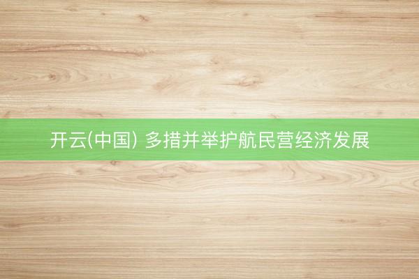 开云(中国) 多措并举护航民营经济发展